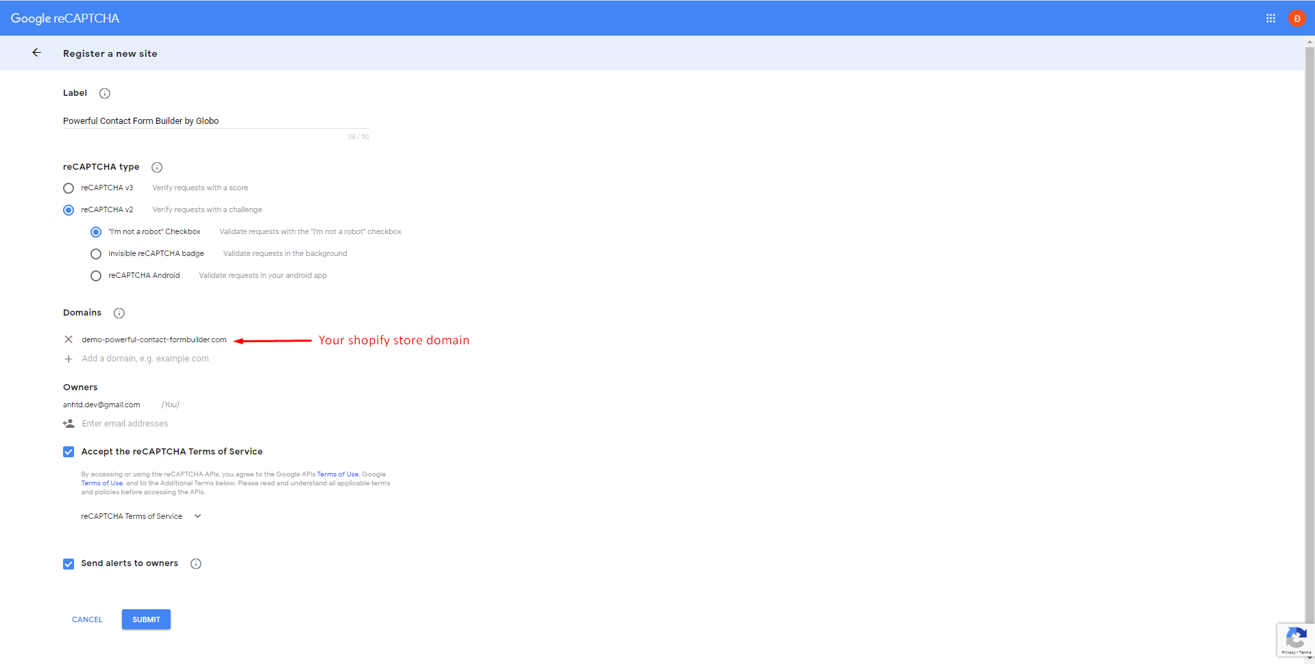 Set up Google reCaptcha v2/v3 Site Key and Secret Key